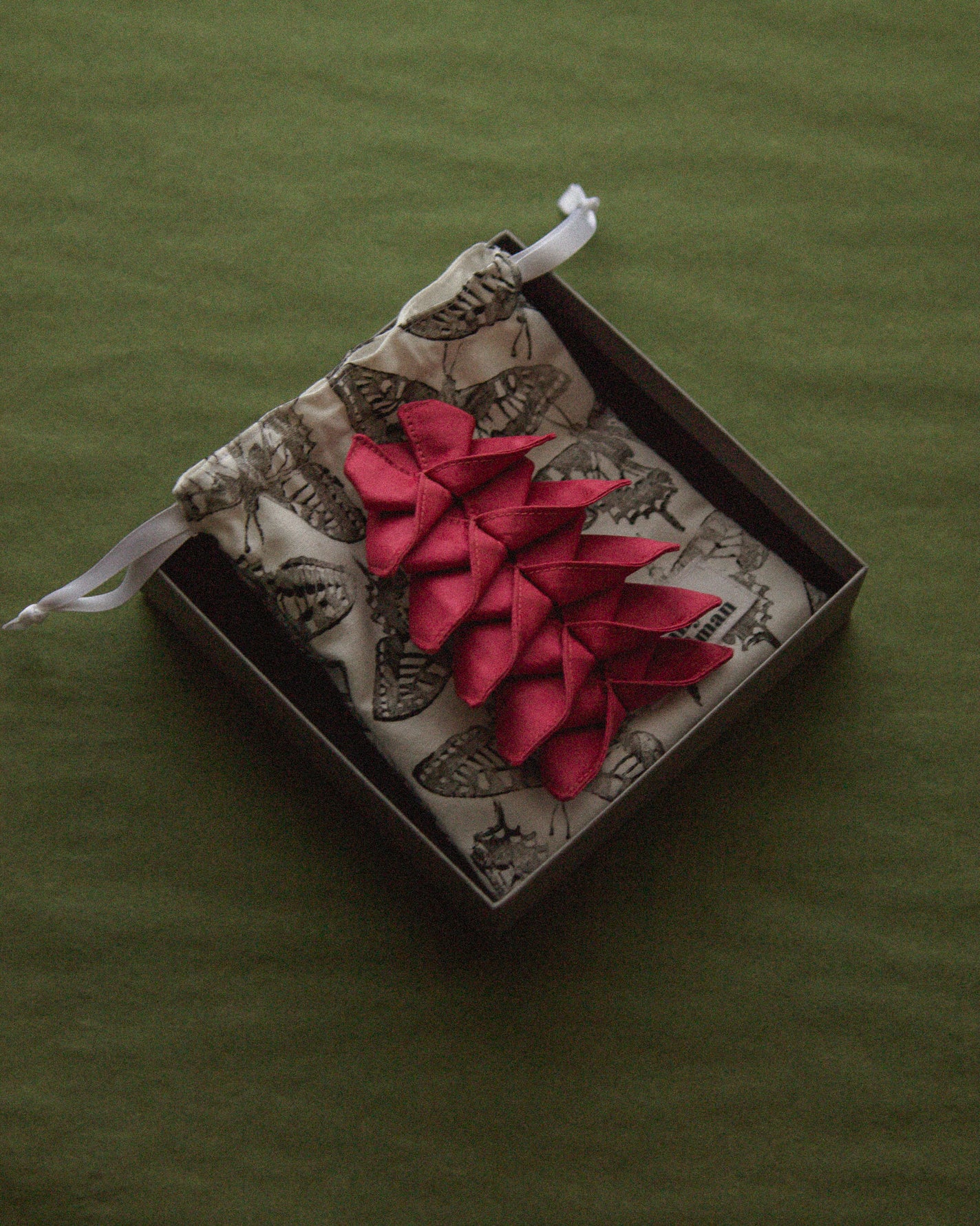 Origami Silk Butterfly Barrette Hair Clip - Dark Pink