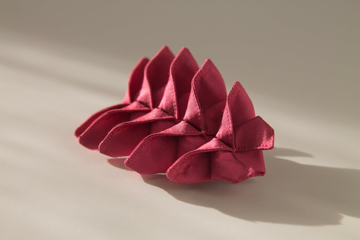 Origami Silk Butterfly Barrette Hair Clip - Dark Pink